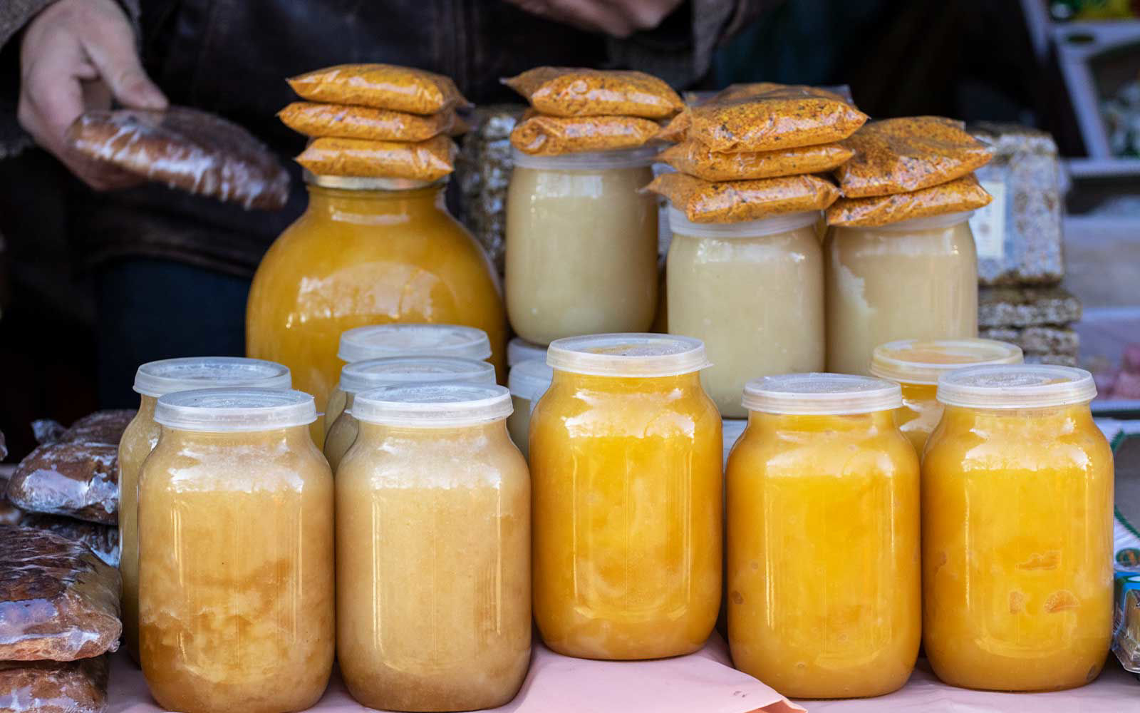 jars of fresh honey